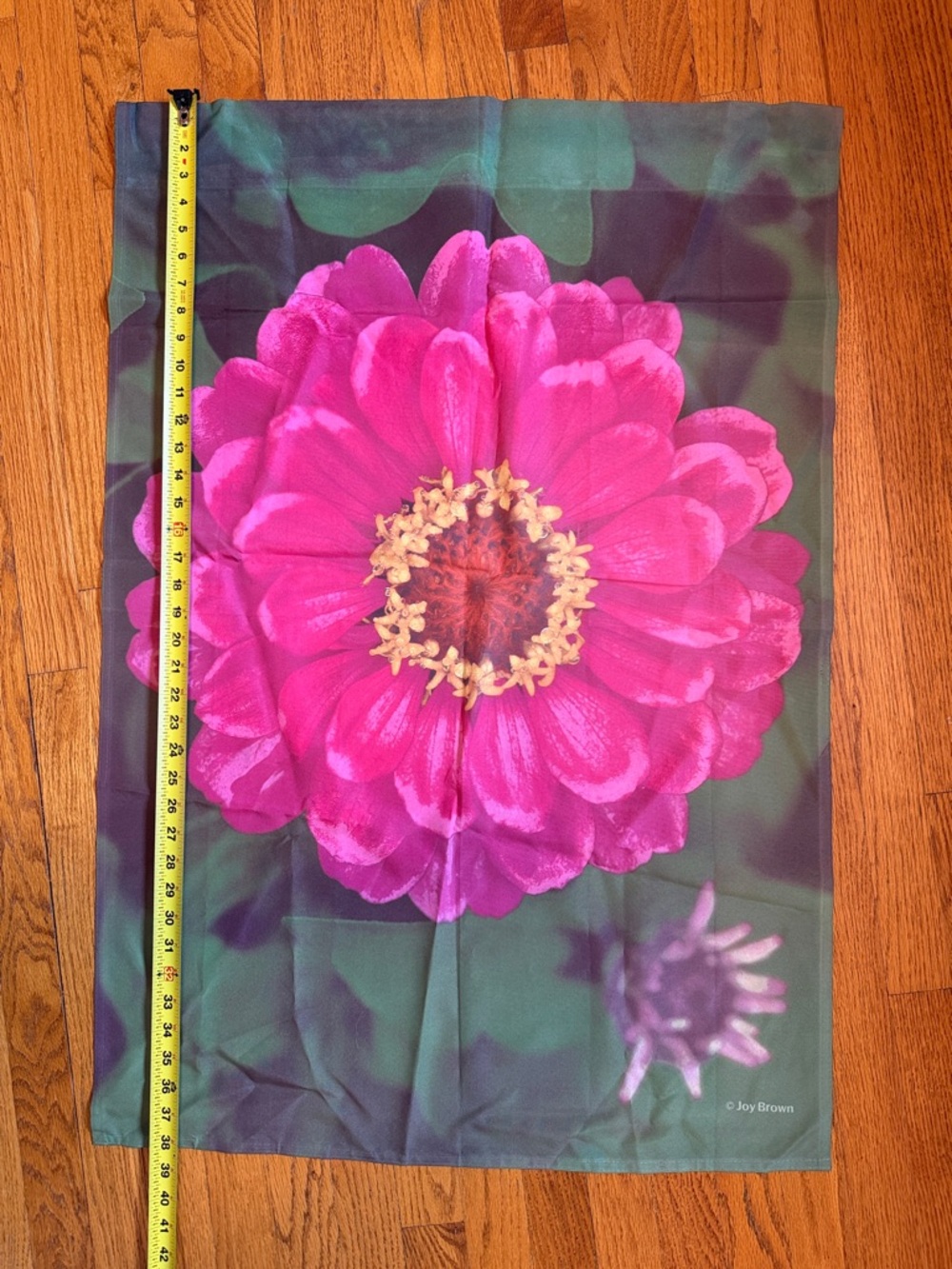 Bright Pink Zinnia Floral Outdoor Flag
